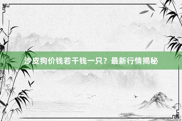 沙皮狗价钱若干钱一只?最新行情揭秘